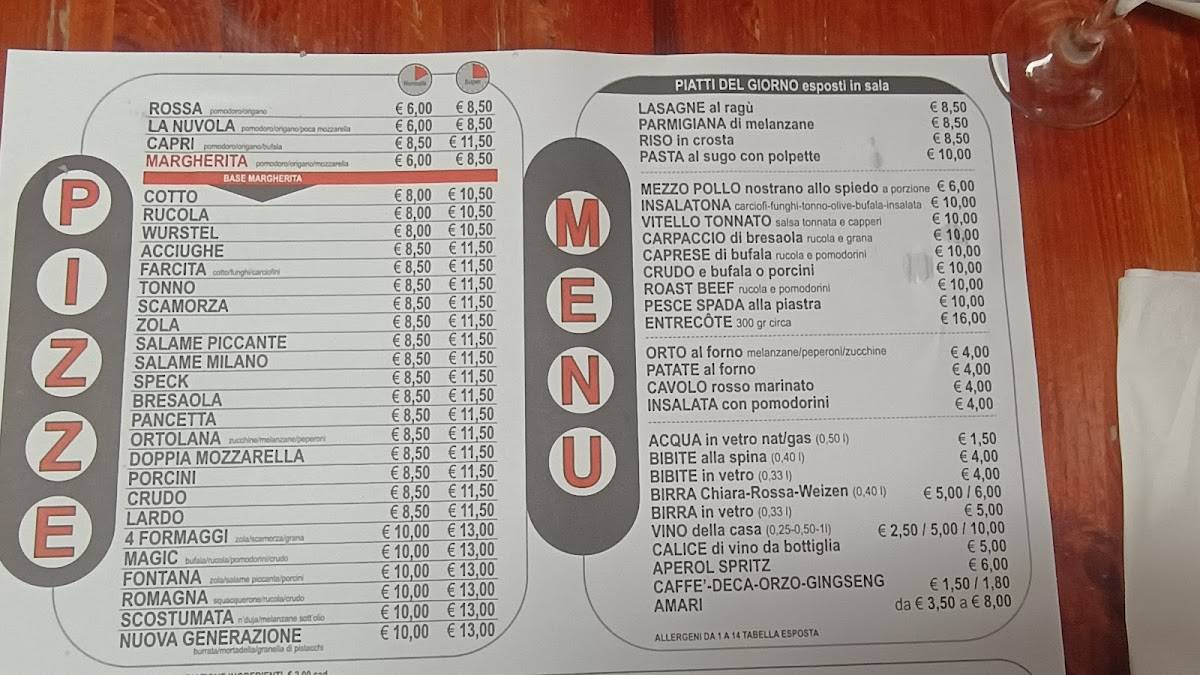 Menu di Pizzeria Alla Fontana 