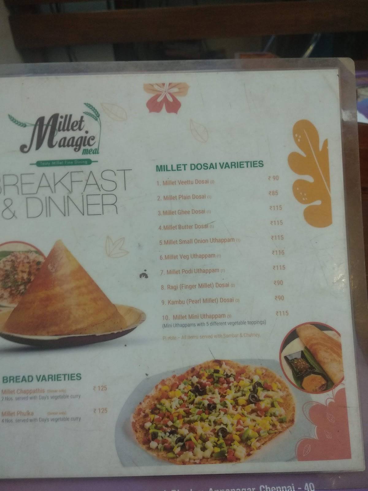 Menu at Millet Maagic Meal(Anna Nagar), Chennai, 1A