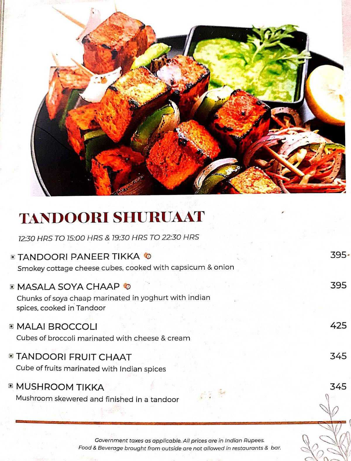 Millets Beed menu