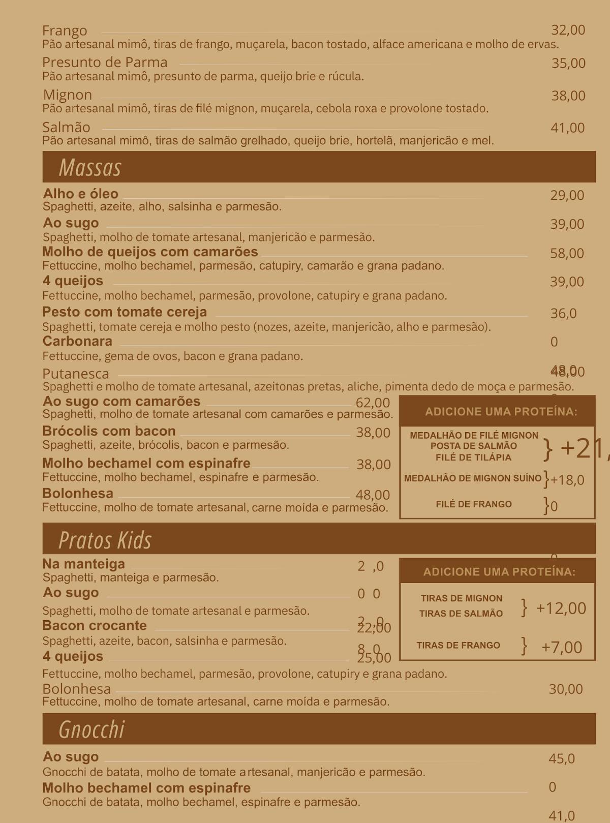 Mimô Confeitaria e Bistrô cardápio