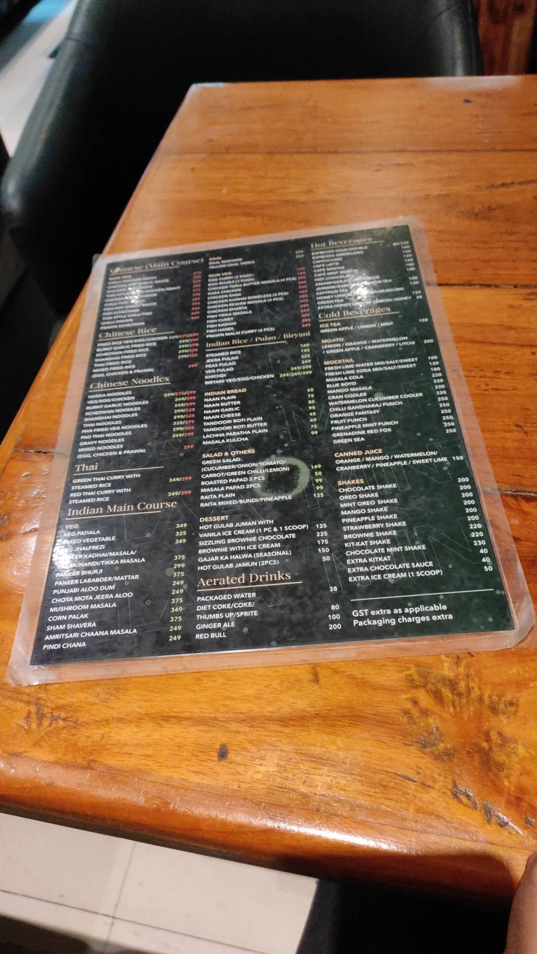 Nottcut house menu