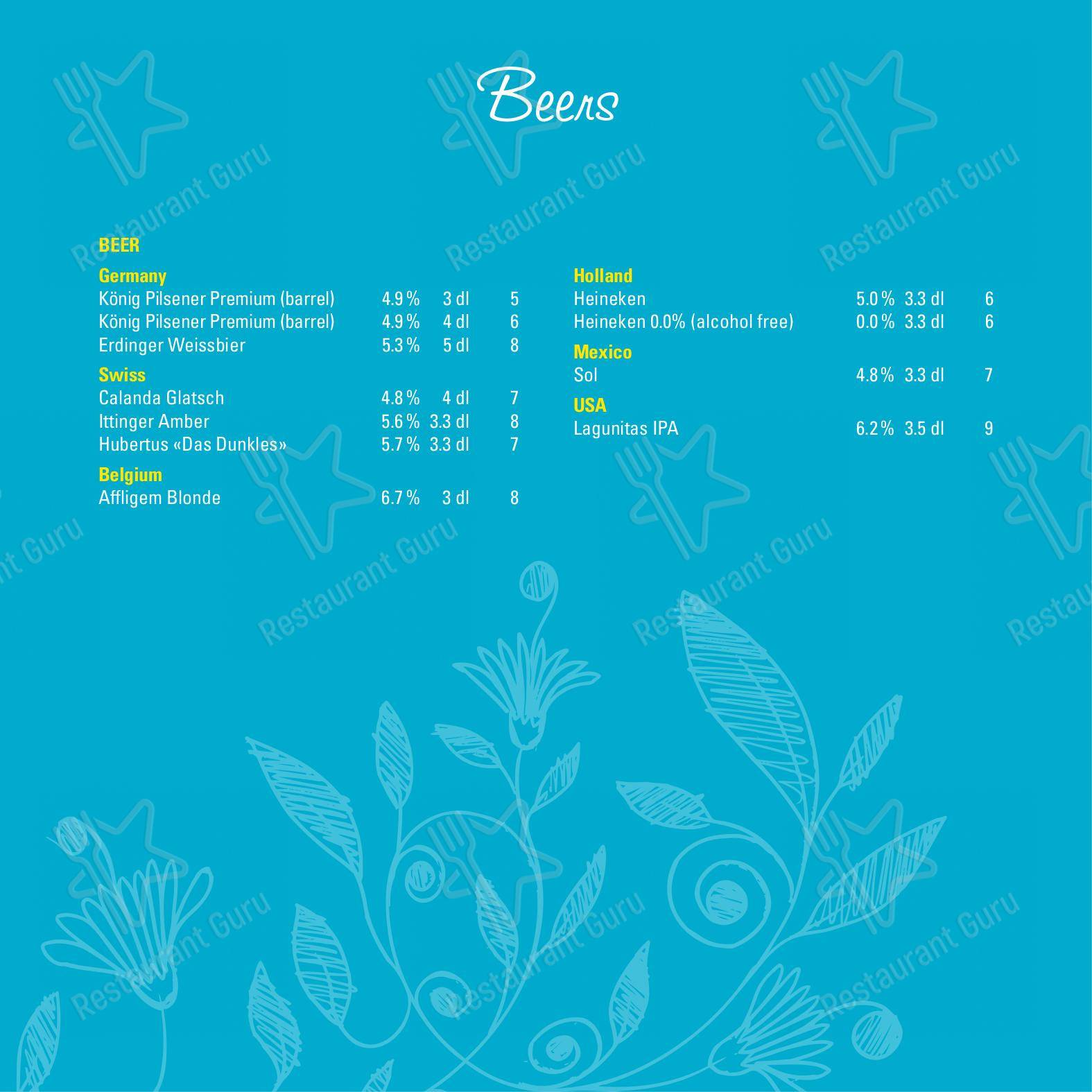 Dinner Menu per Bed & Breakfast Giardino Lago ristorante
