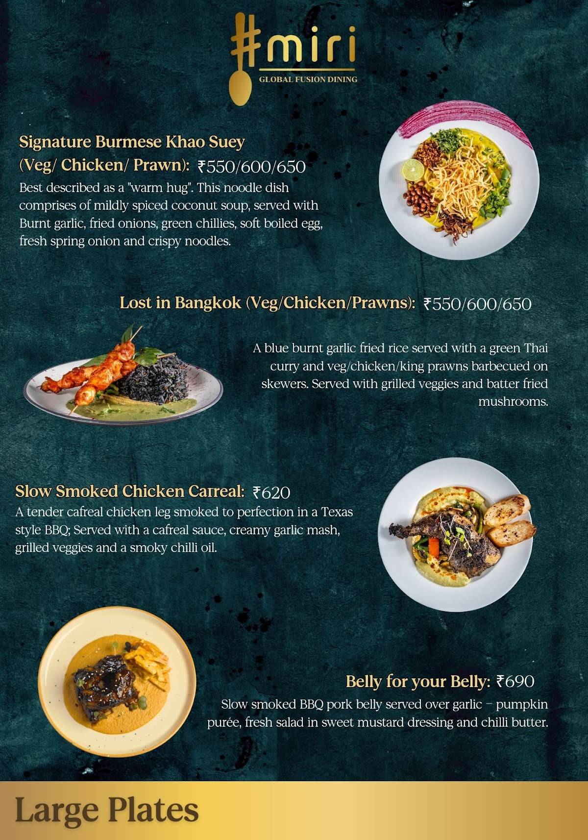 Miri Global Fusion Dining Miramar, Panjim menu