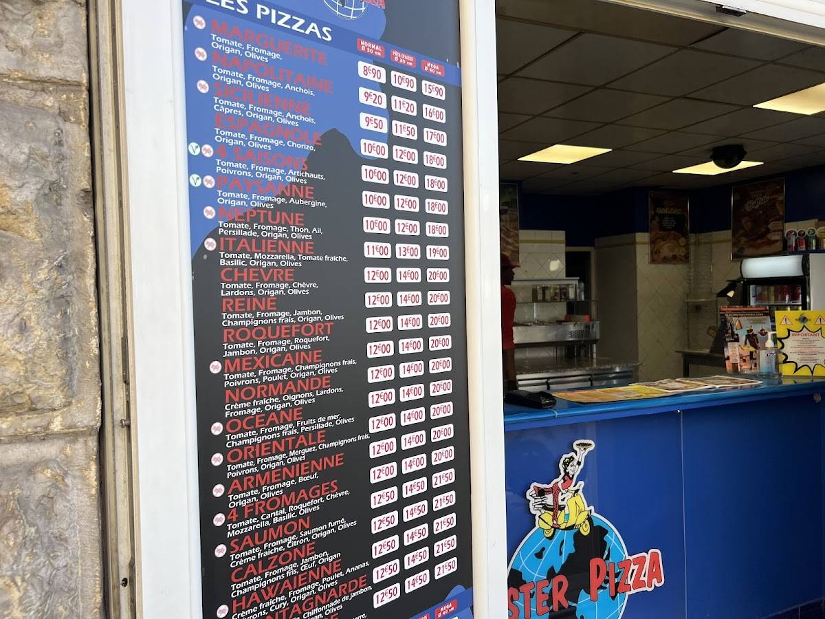 Menu de Mister Pizza -Nice Barla