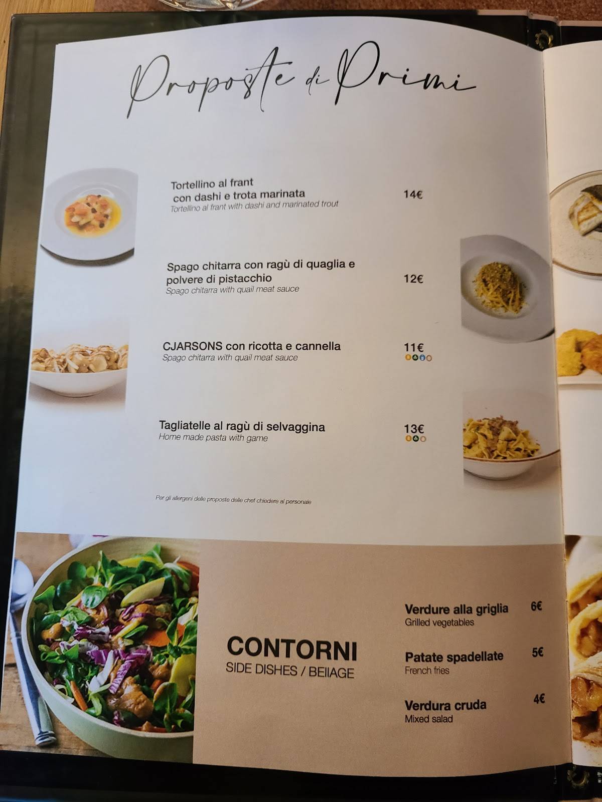 Menu di Mister Zoncolan 
