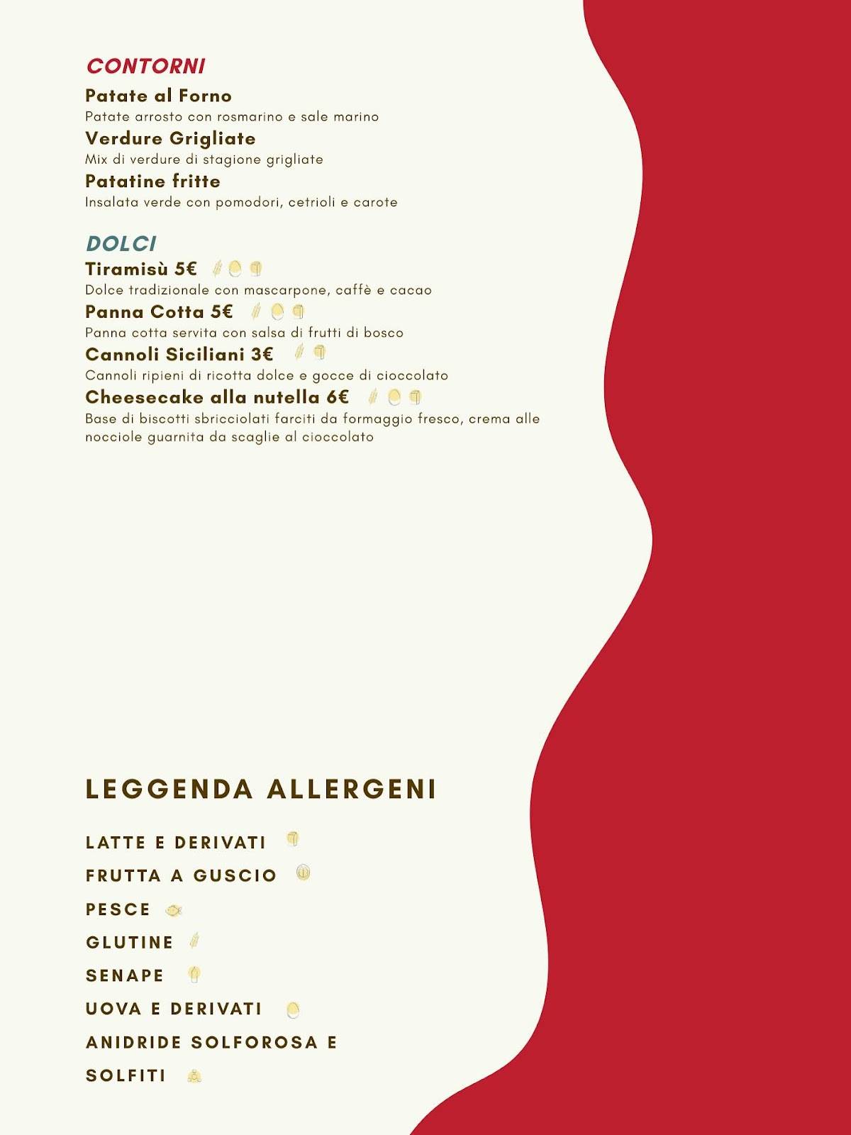 Menu di MisterBoito X Bar Parma 