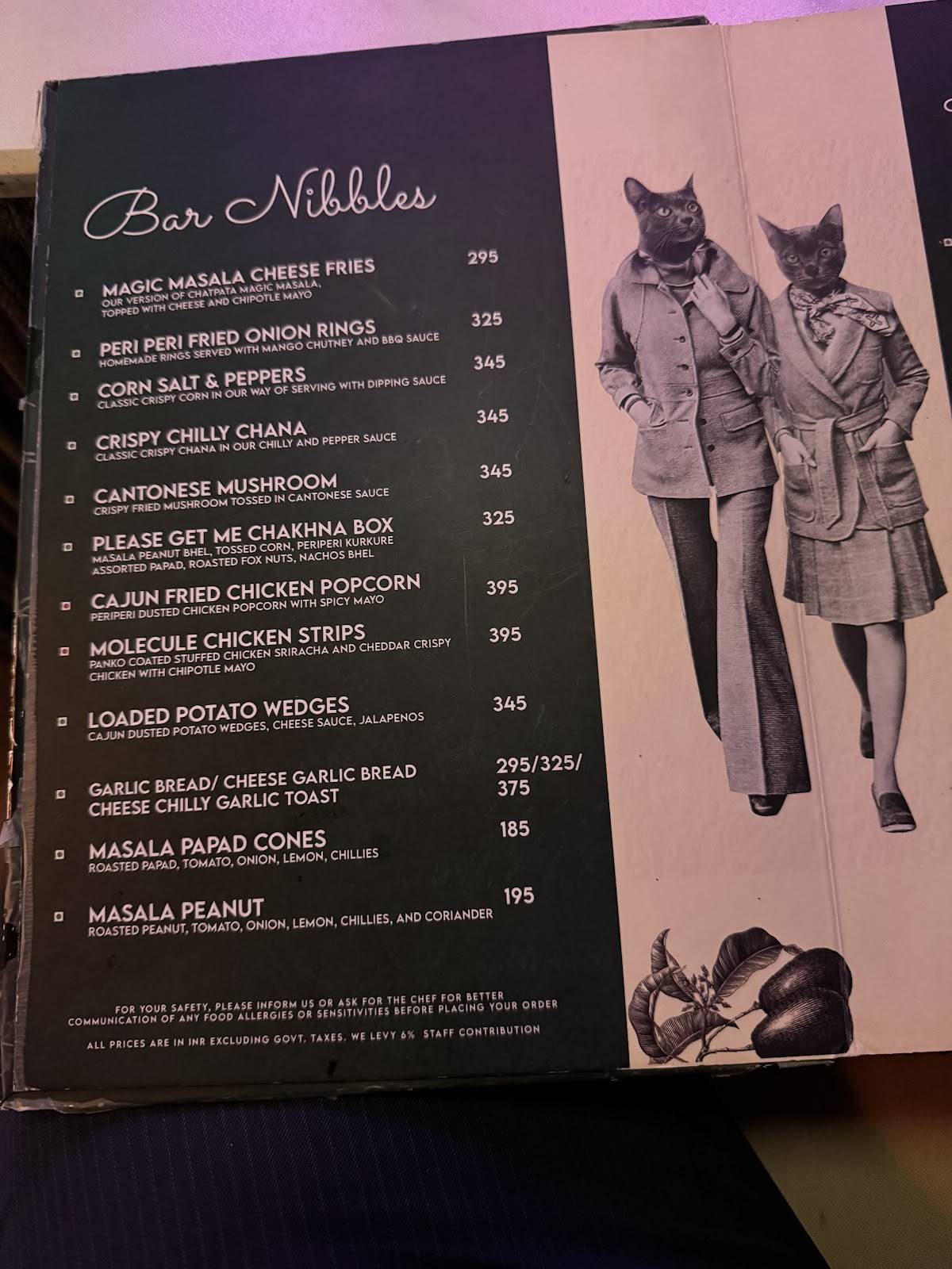 Molecule Air Bar Kitchen menu