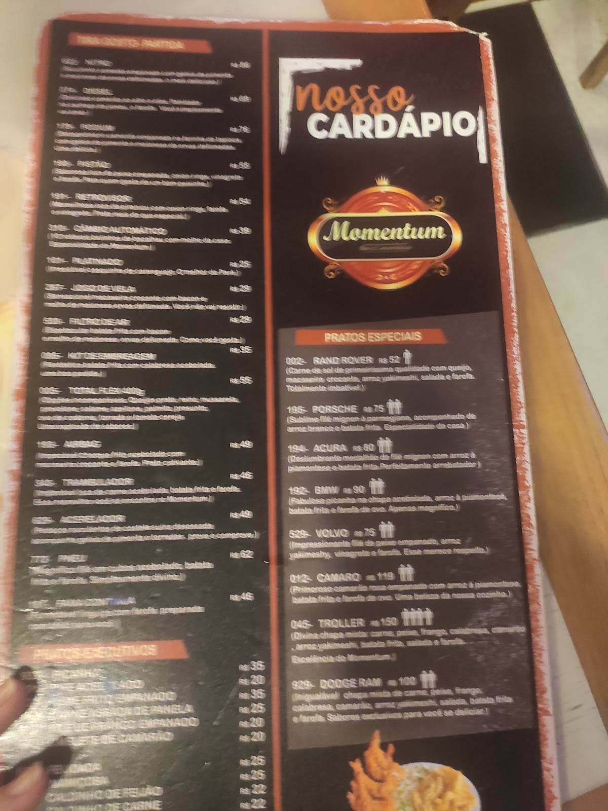 Momentum Bar & Conveniência cardápio