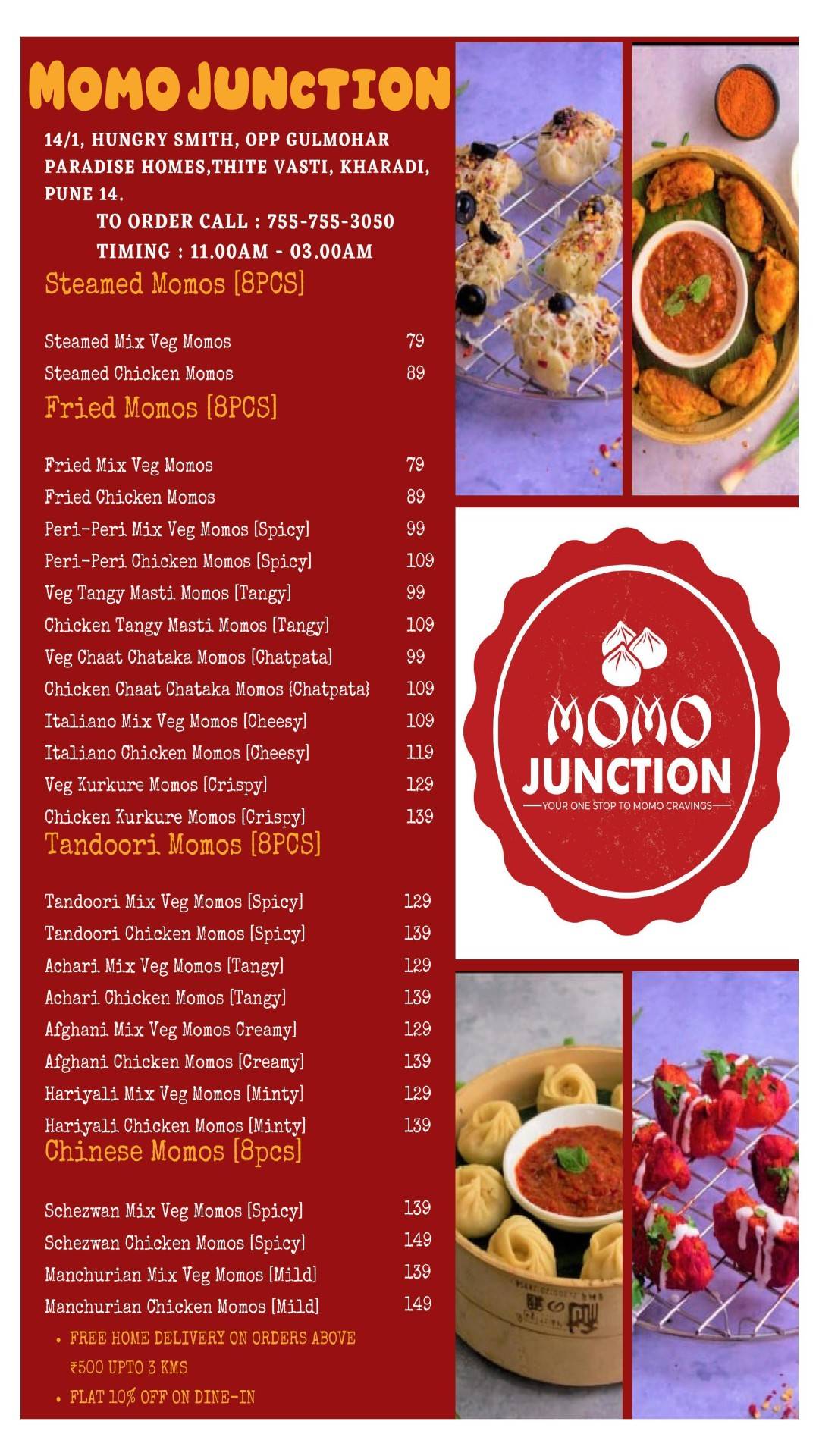 Momo Junction menu