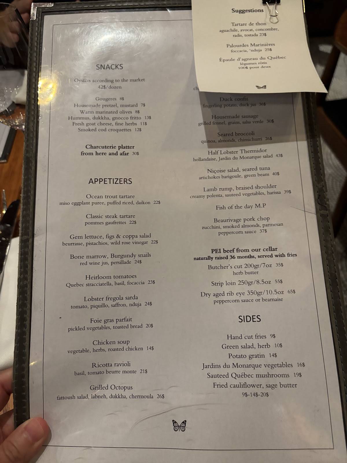 Menu de Monarque