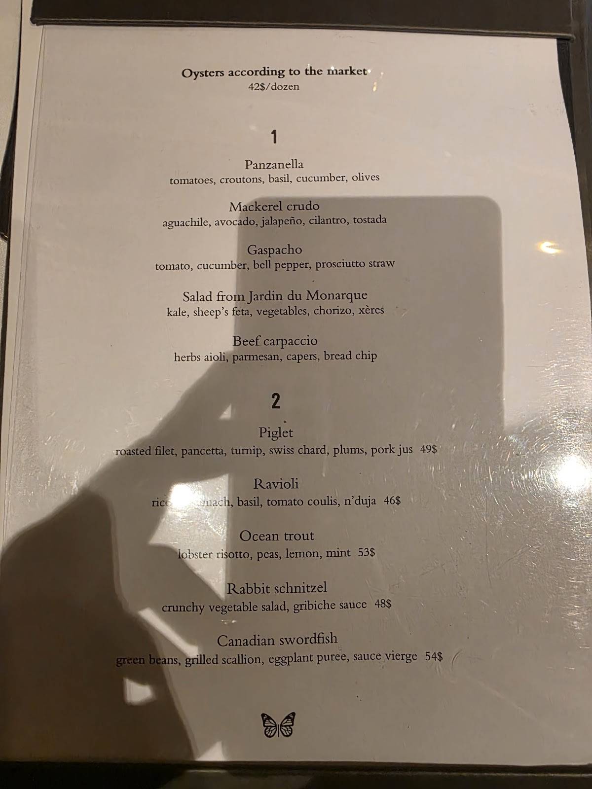 Menu de Monarque