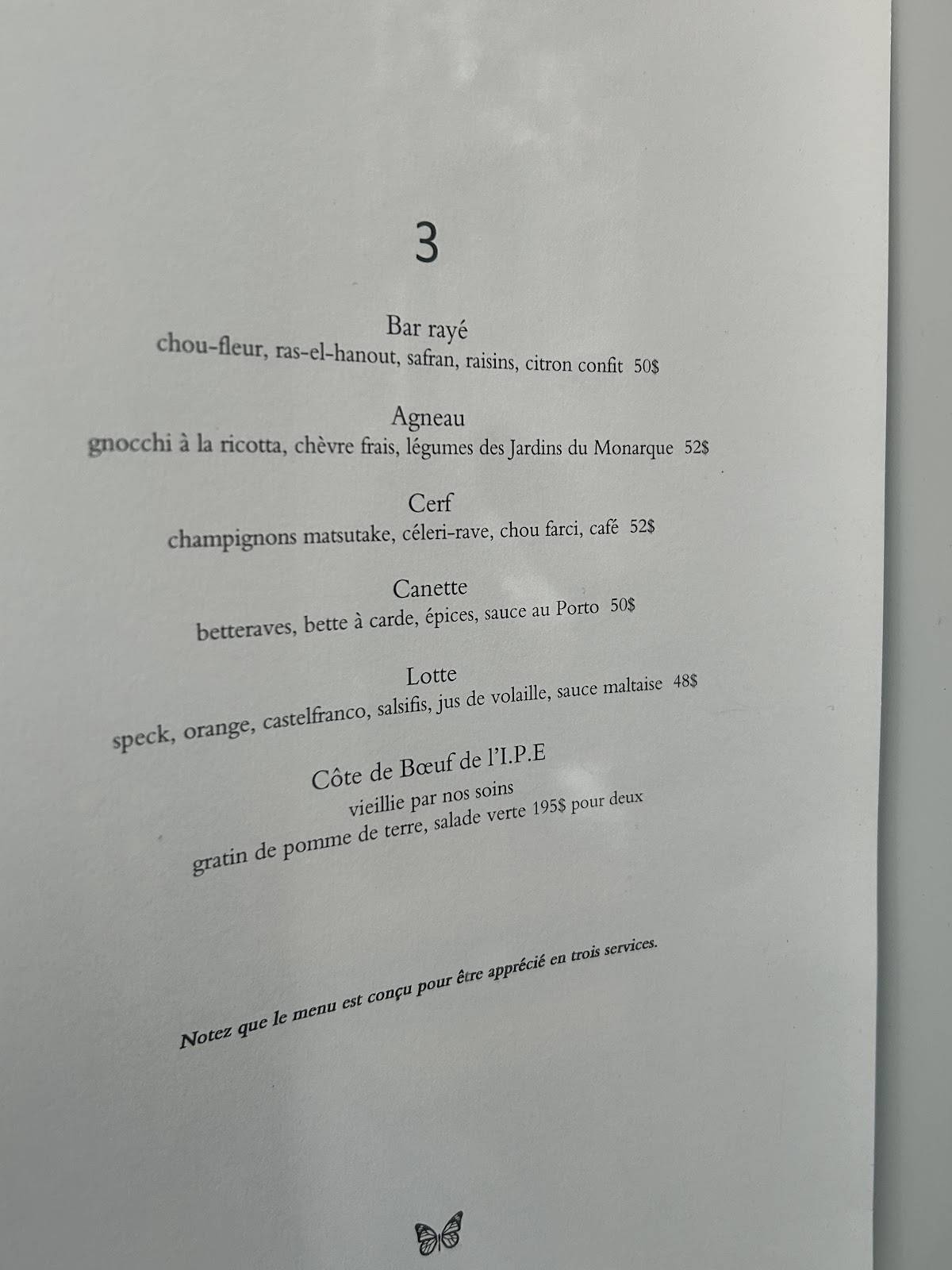 Menu de Monarque