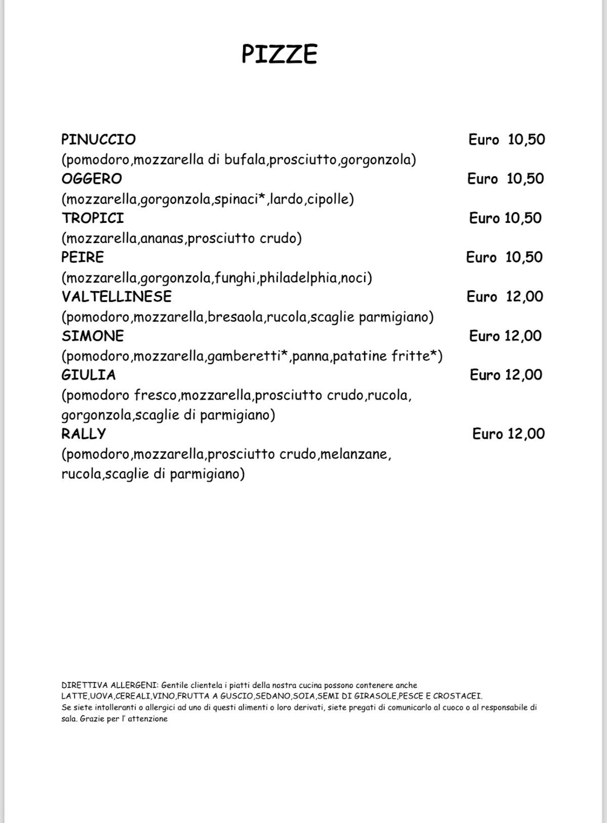Menu di La Baita 