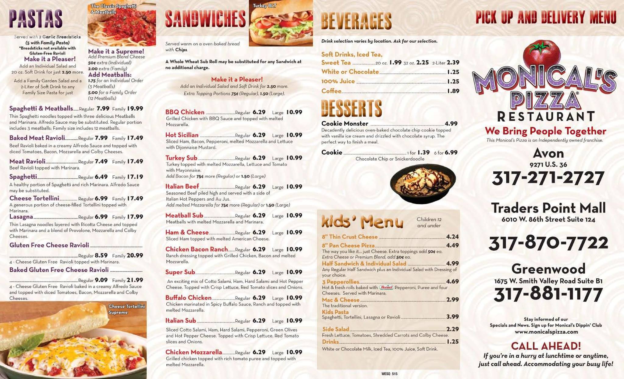 Monicals menu discount
