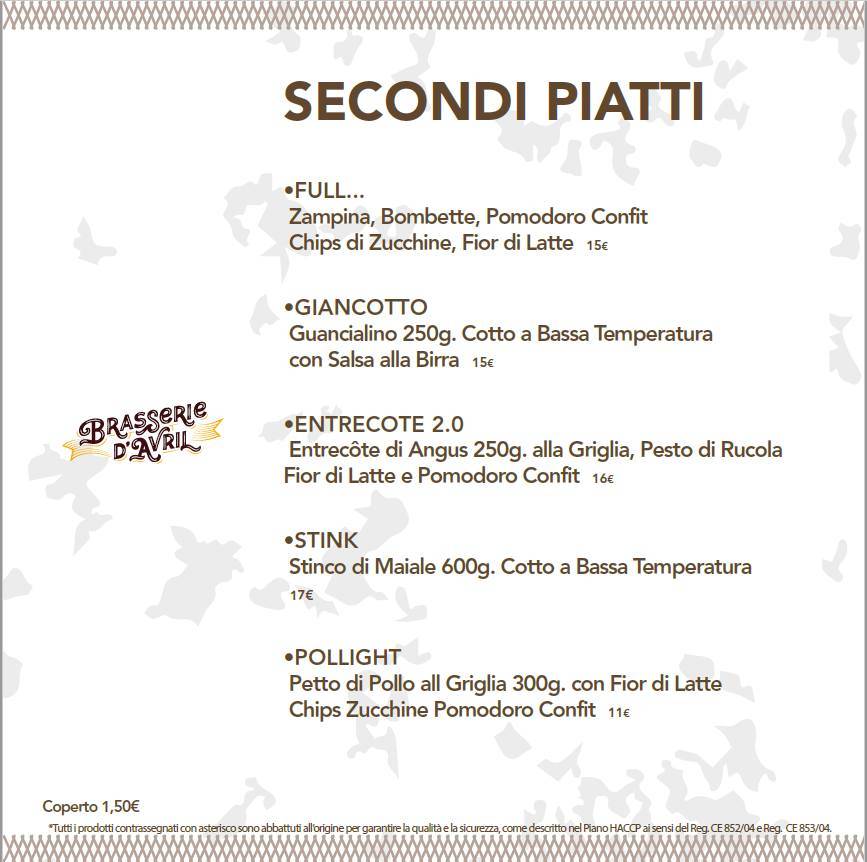 Menu di Brasserie d'Avril 