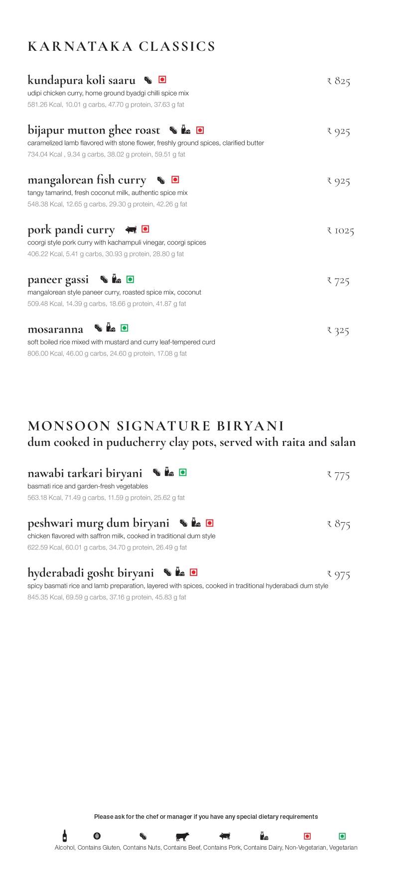 Monsoon menu