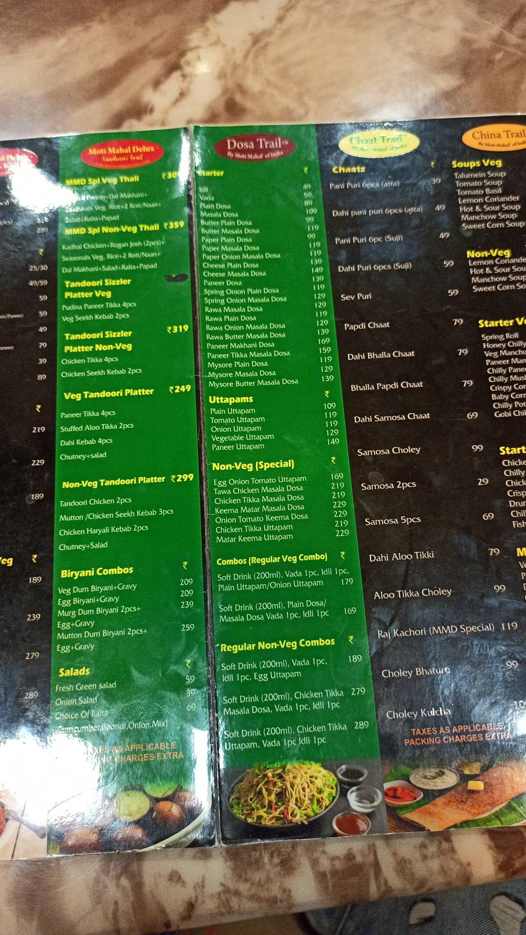 Motimahal Deluxe menu