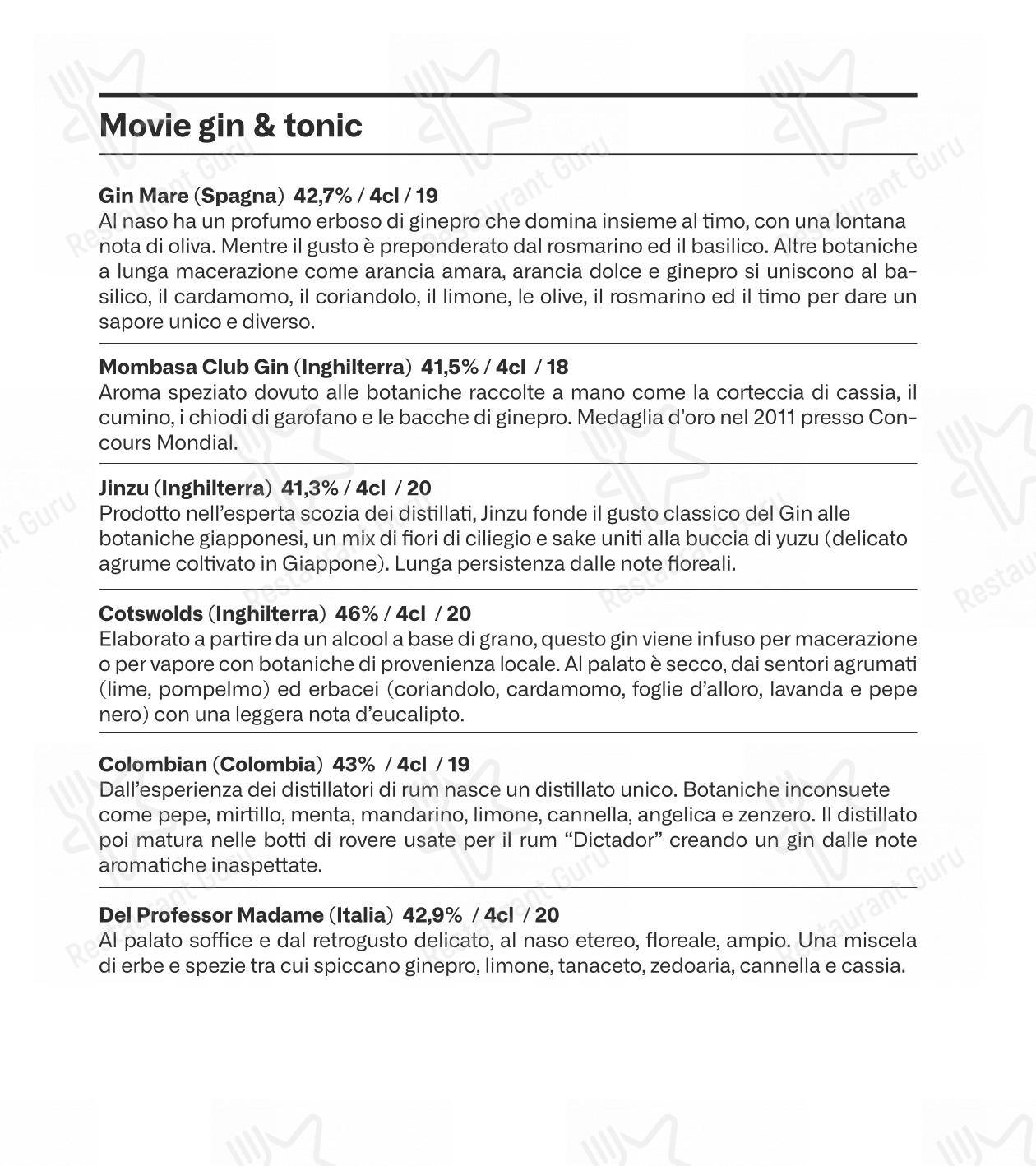 Menu di Movie Restaurant & Lounge - Основное меню