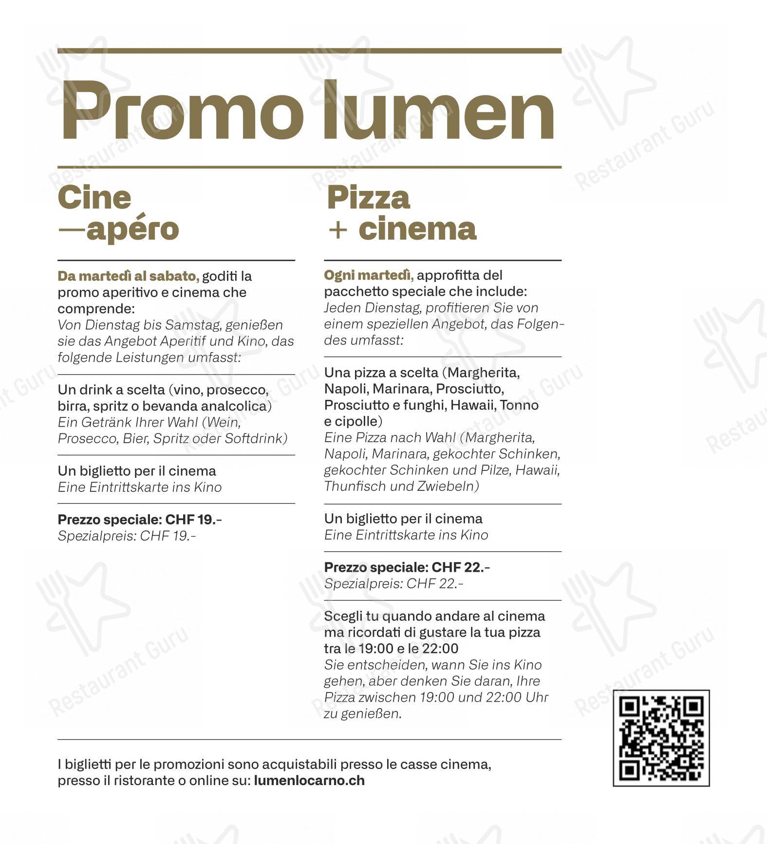 Menu bar per Movie Restaurant & Lounge in Locarno