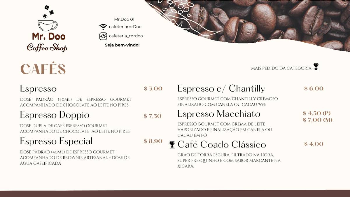 Mr. Doo Coffee Shop cardápio