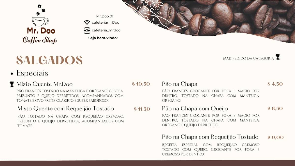 Mr. Doo Coffee Shop cardápio