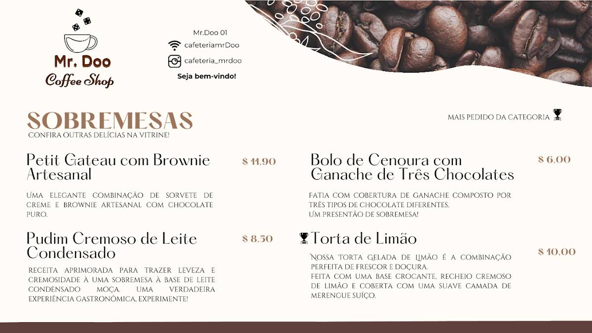 Mr. Doo Coffee Shop cardápio