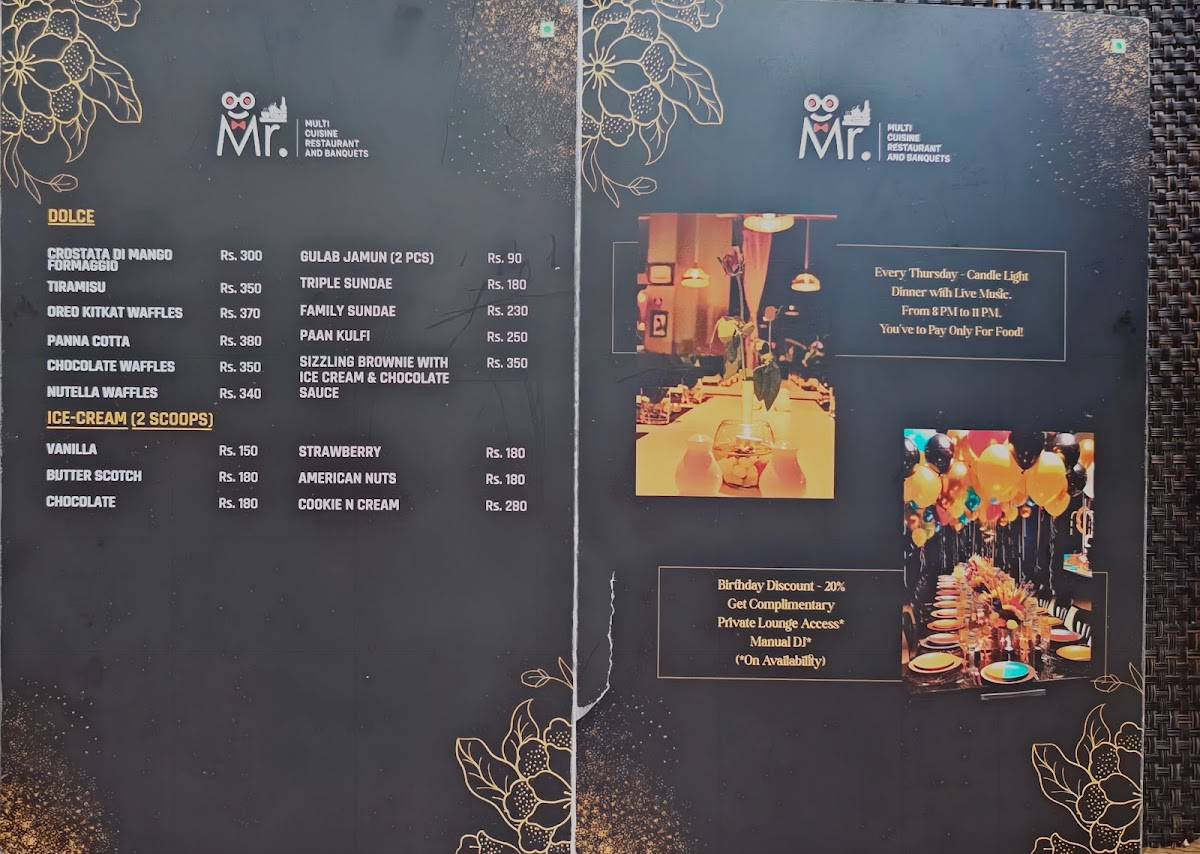 Mr. Multicuisine Restaurant and Banquets menu