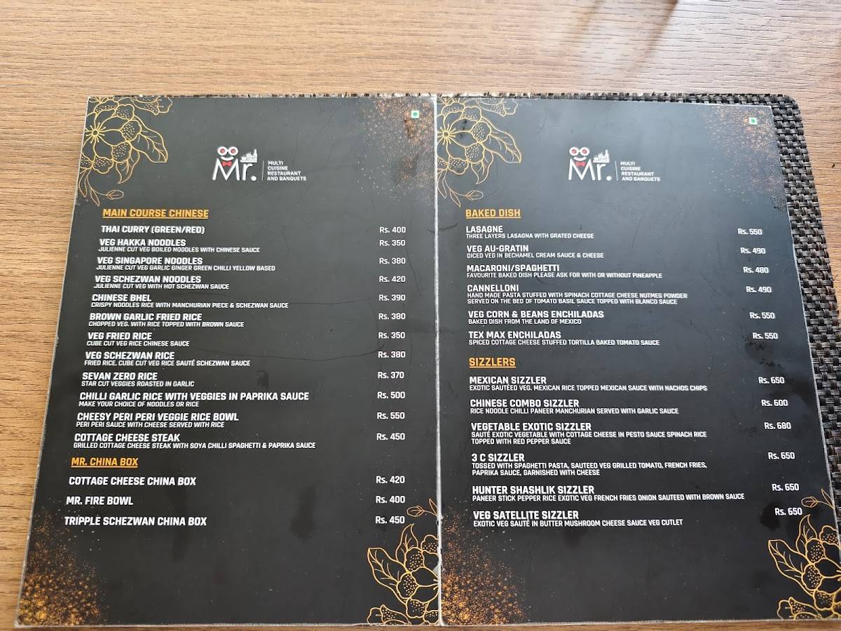 Mr. Multicuisine Restaurant and Banquets menu
