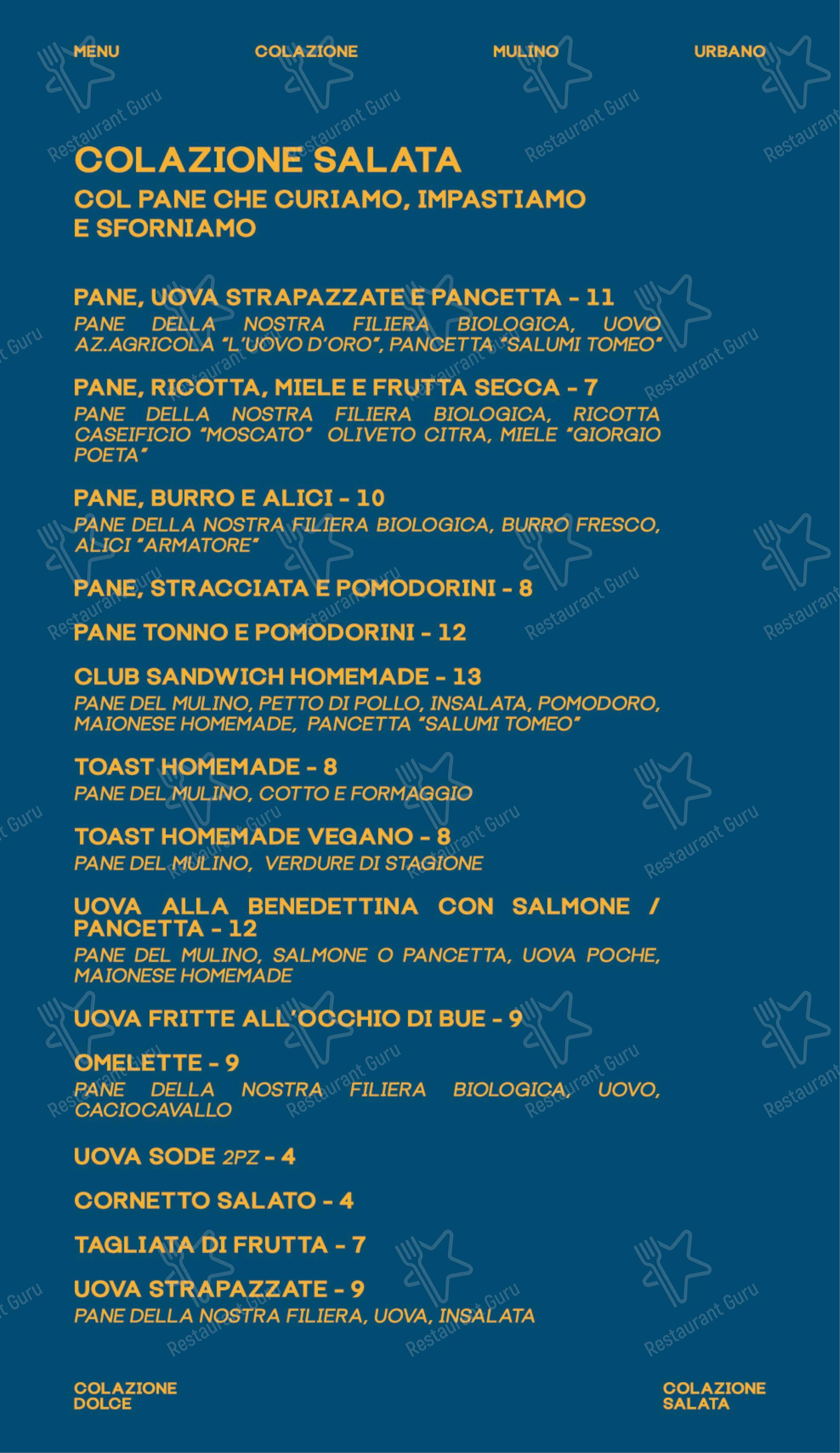 Menu per Mulino Urbano ristorante