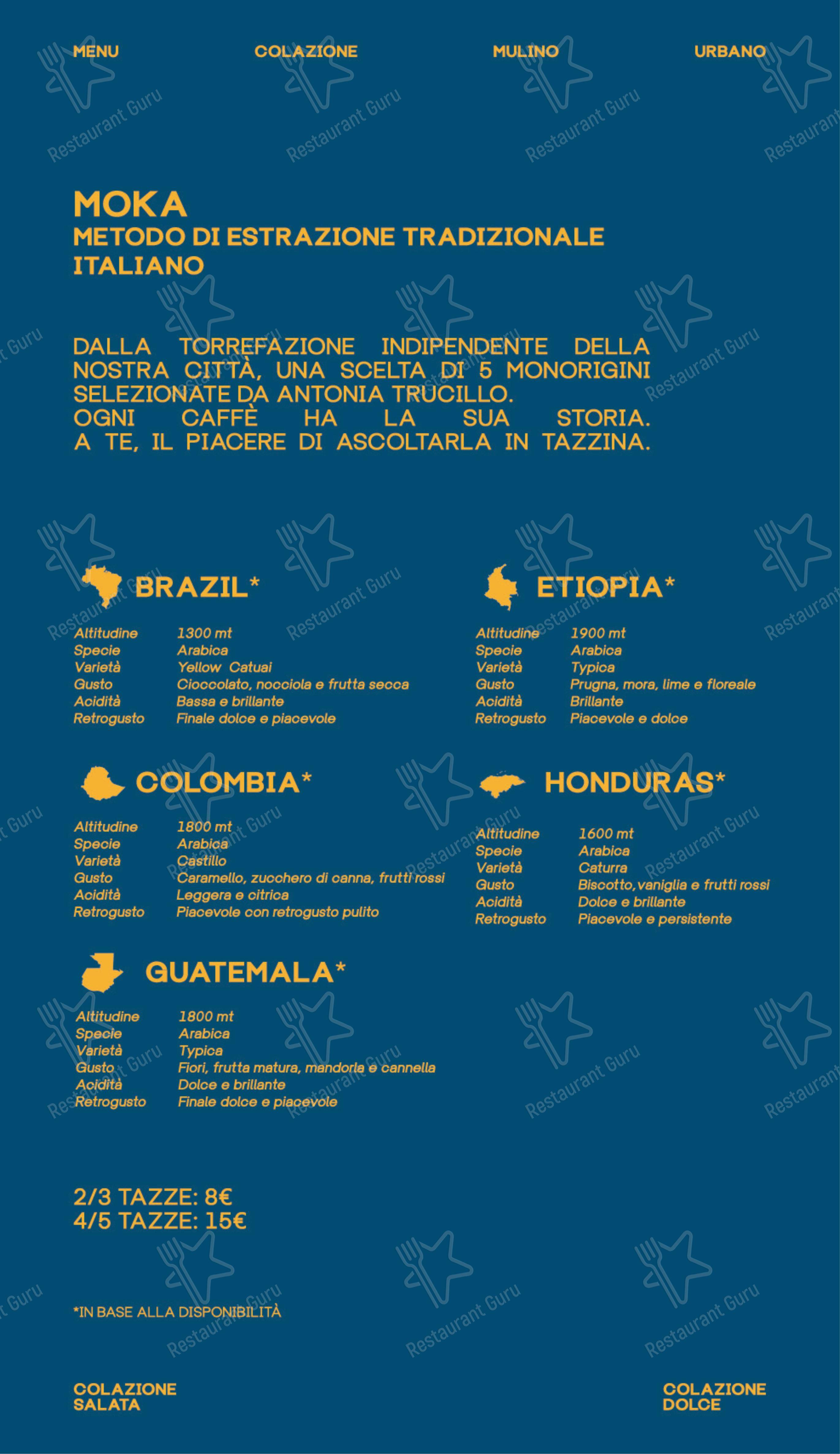 Menu di Mulino Urbano - Menu