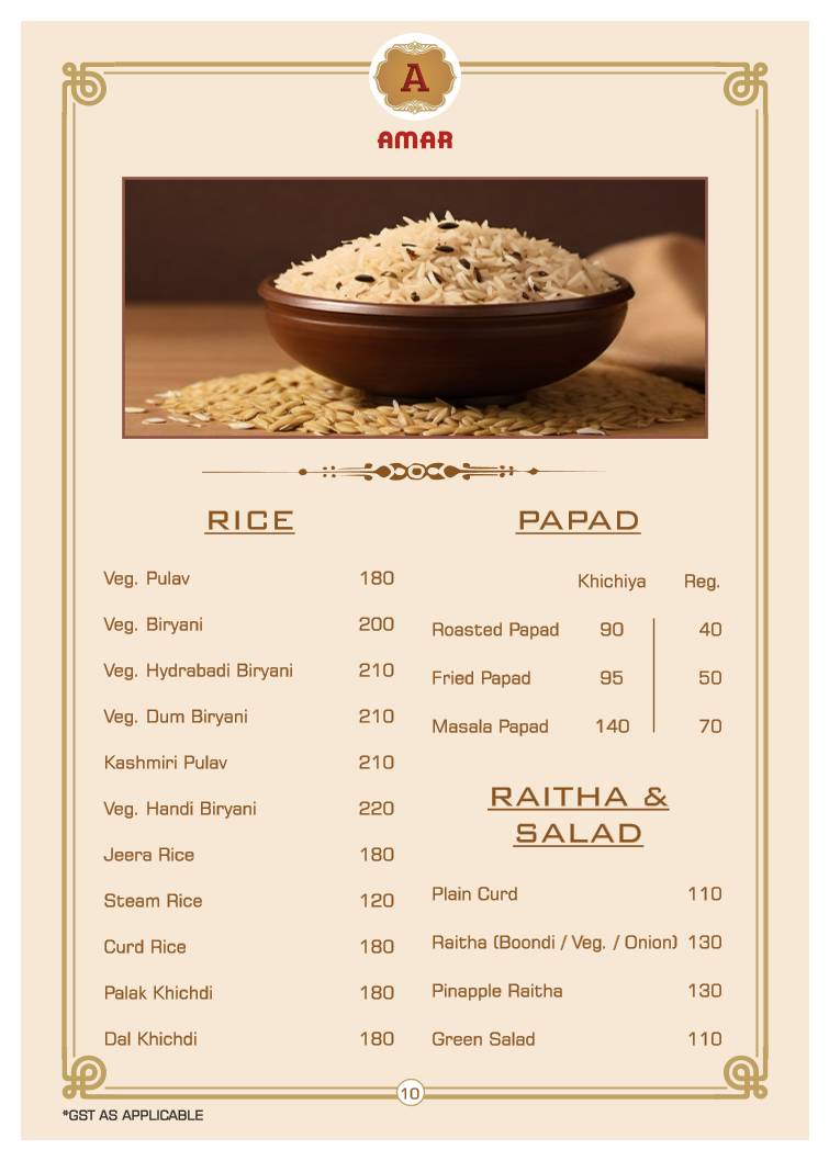 Amar juice centre menu