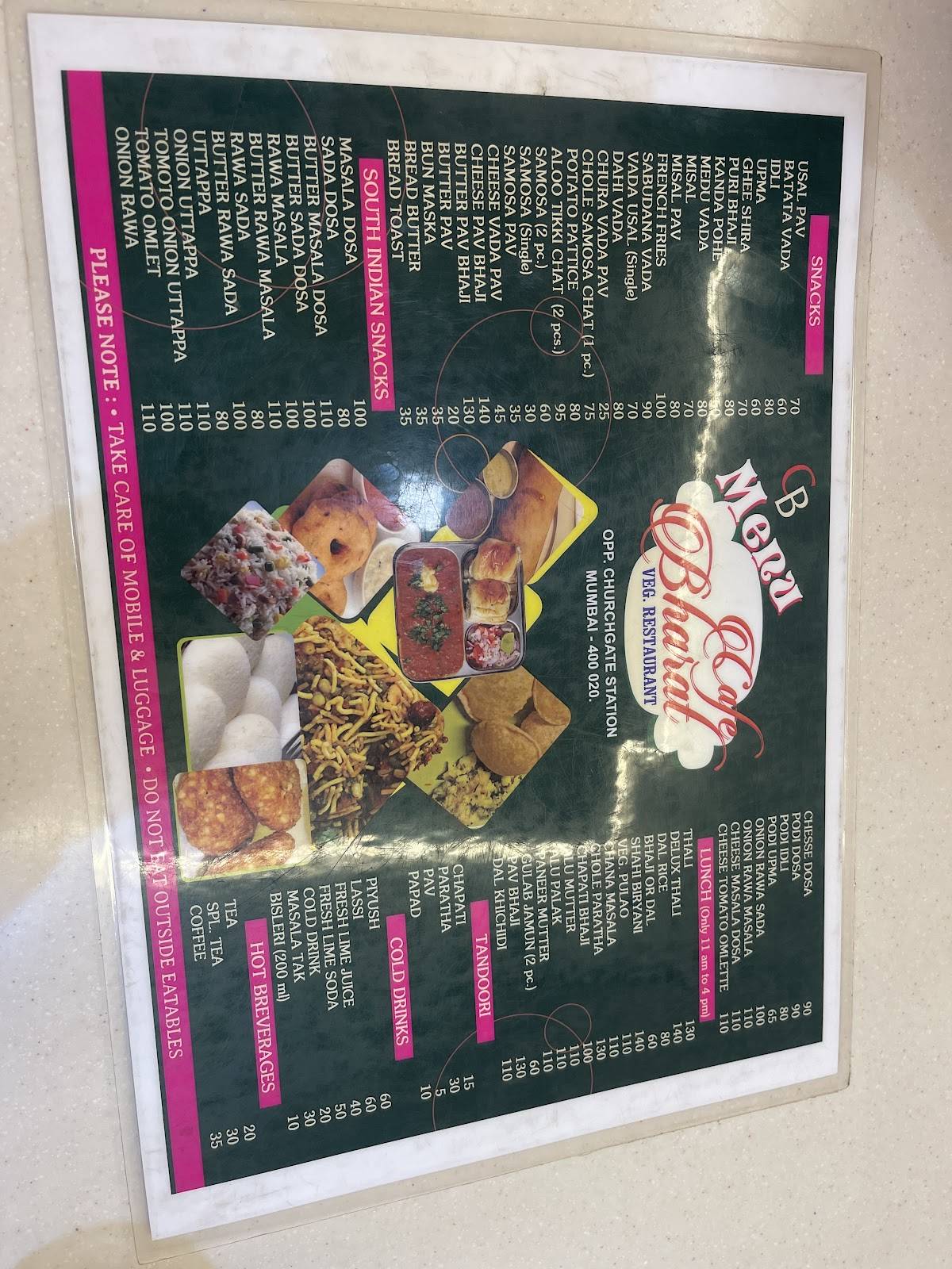Cafe Bharat menu