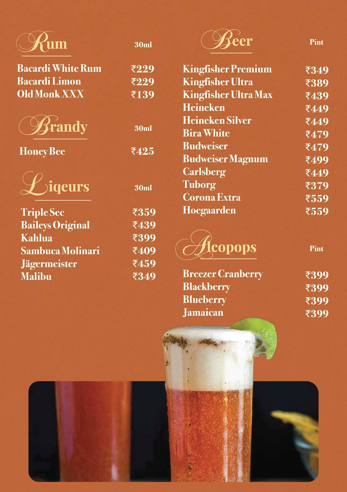 The Food Studio menu