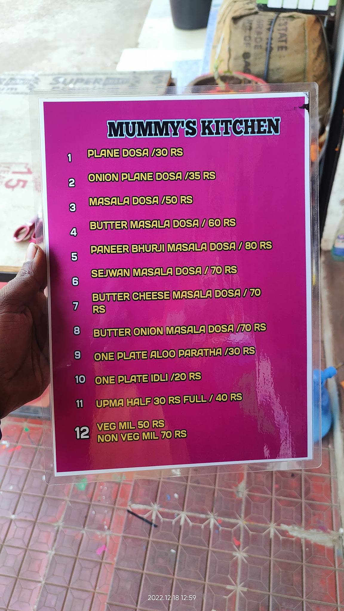 Mummy's Kitchen menu