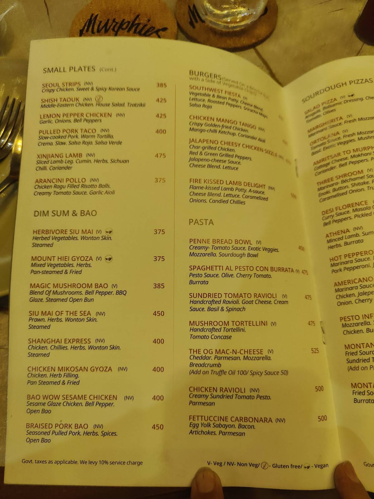 Murphies - Bistro and Bar menu