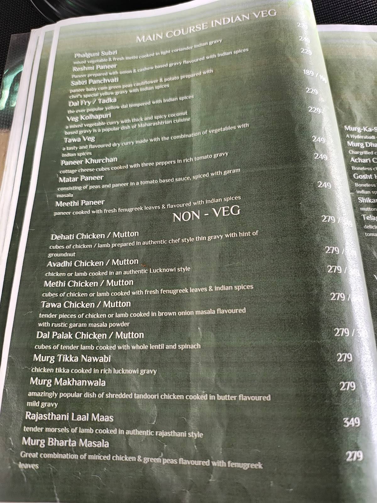 My Big Daddy's Kitchen, Mysore menu