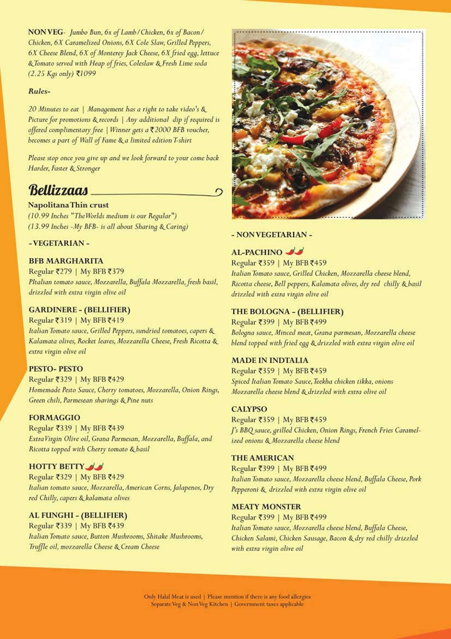 My Big Fat Belly menu