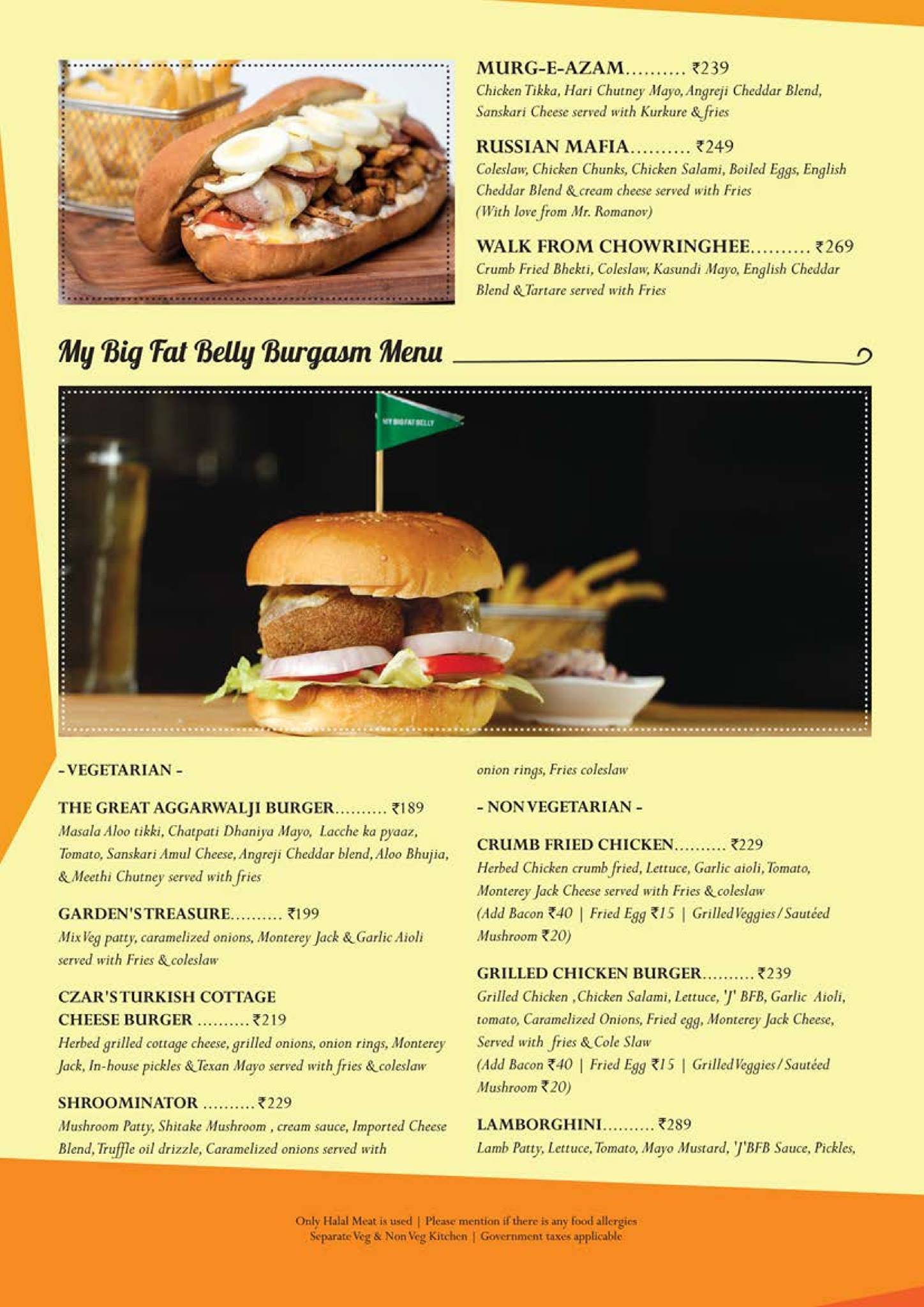 My Big Fat Belly menu