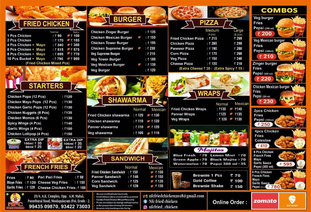 NFC Fried Chicken menu