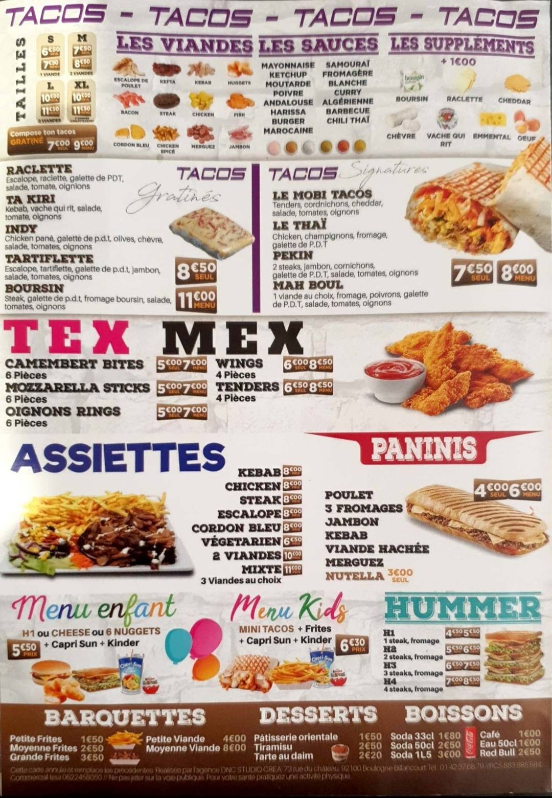 Menu de Naans Express Luçon