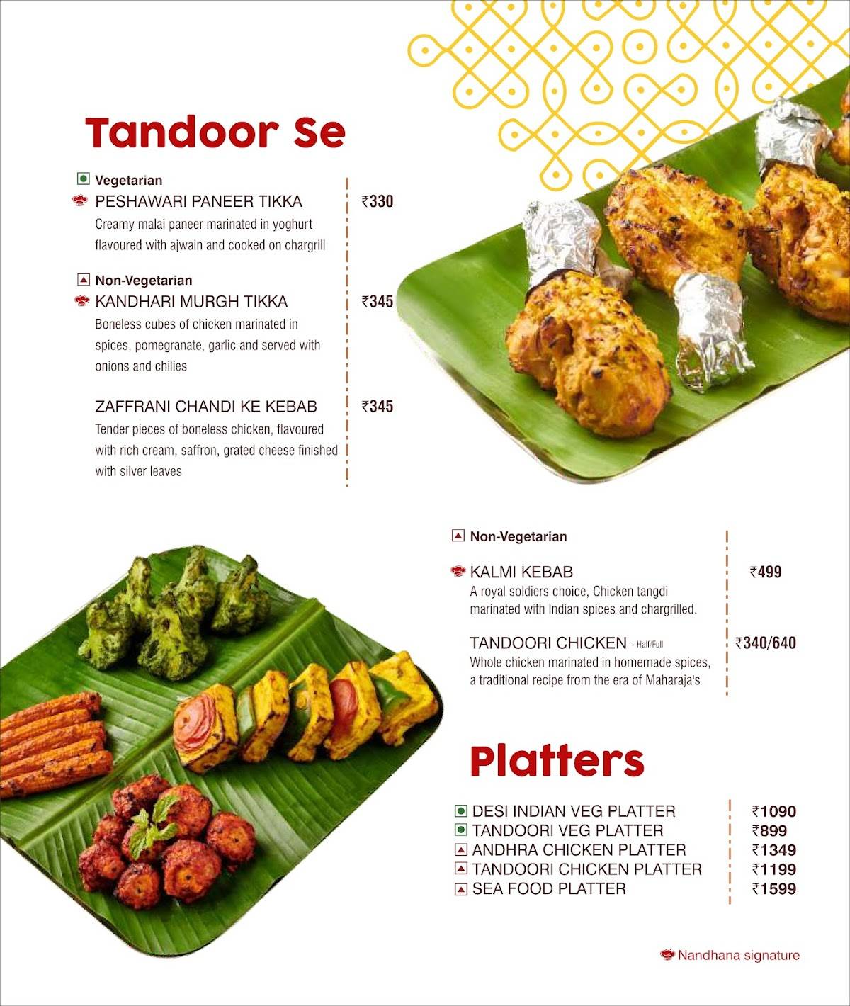 Nandhana Palace - Andhra Style Restaurant - Mount Road menu
