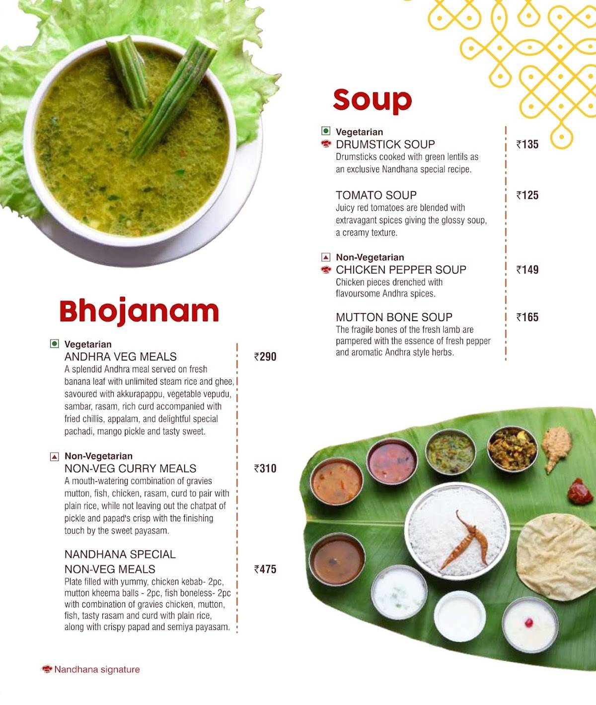 Nandhana Palace - Andhra Style Restaurant - Mount Road menu