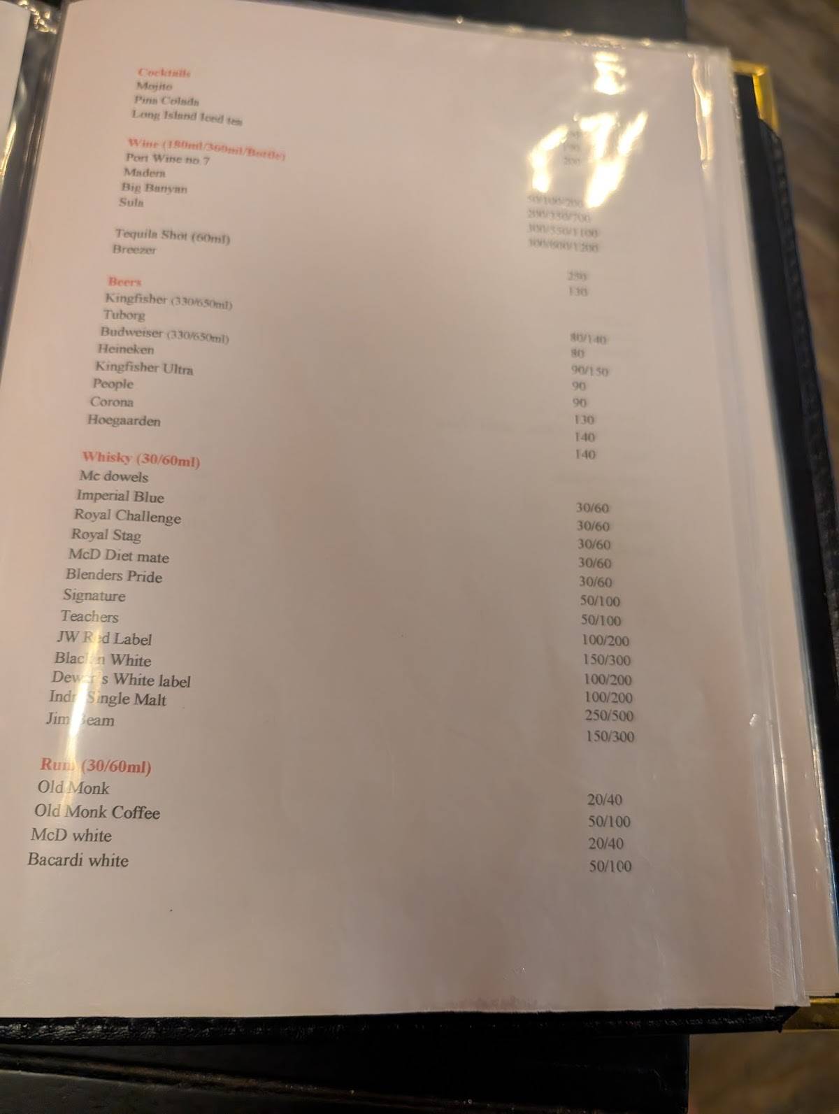 Nanu's Multi-cuisine Restaurant & Bar menu