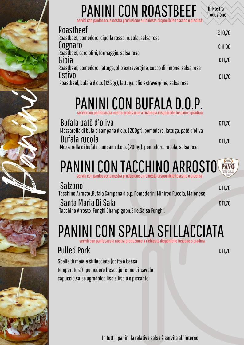 Menu di Napoleon Pub paninoteca 