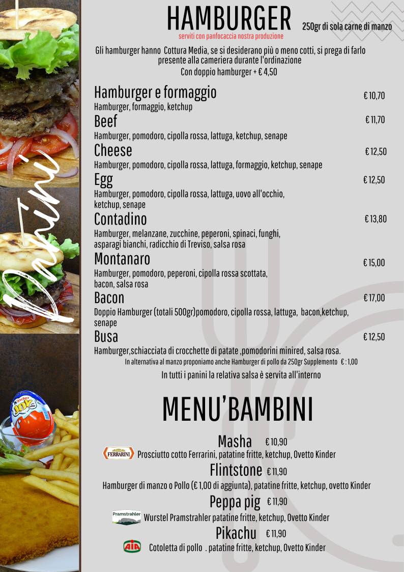 Menu di Napoleon Pub paninoteca 