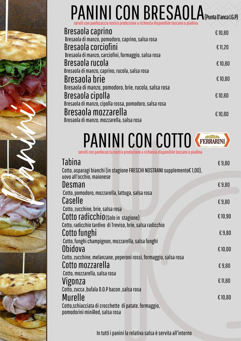 Menu di Napoleon Pub paninoteca 