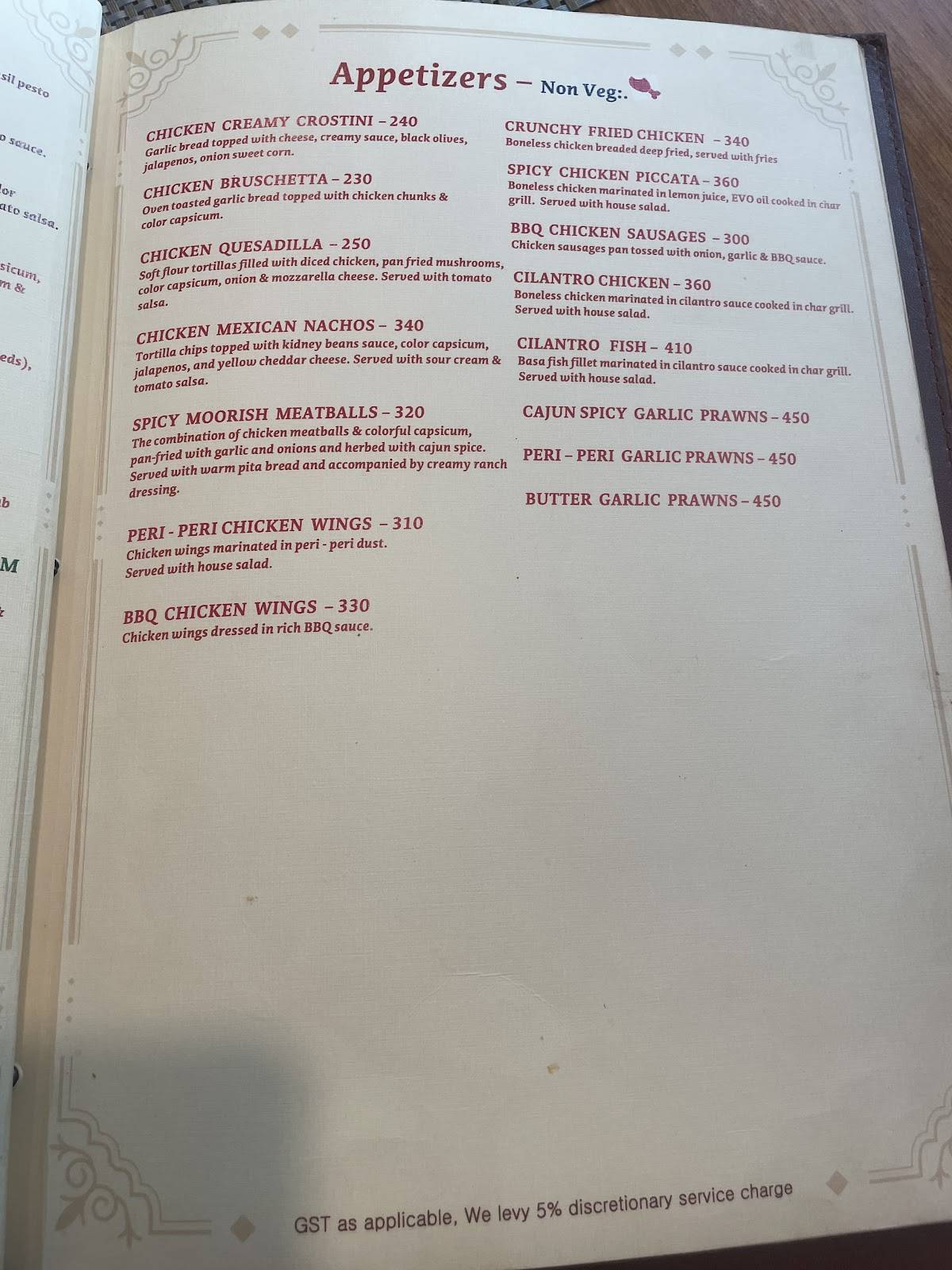 Napoli Italian Bistro - HSR Layout, Fine Dine Restaurant Good Food Since 2014 menu