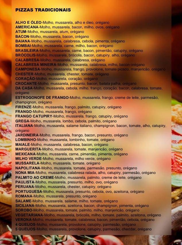 Nascita Pizzaria Ltda cardápio