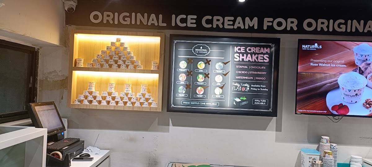 Naturals Ice Cream menu