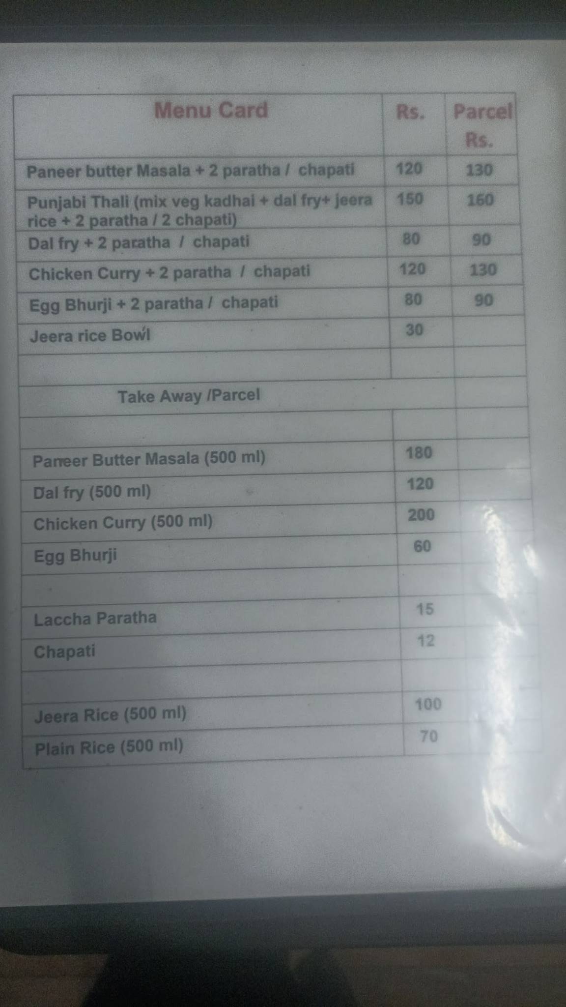 Nature's Kitchen menu